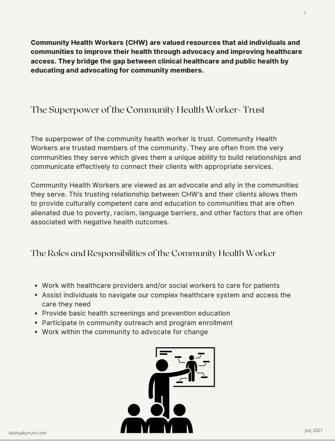 Community Health Worker Facts by Elizabeth Sullivan, MPH